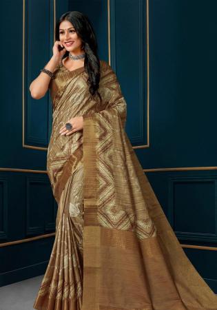 Picture of Fine Silk Dark Khaki Saree