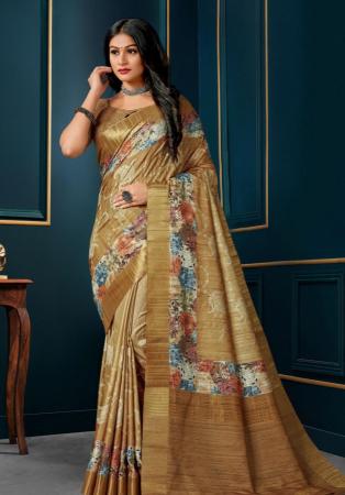 Picture of Enticing Silk Dark Khaki Saree