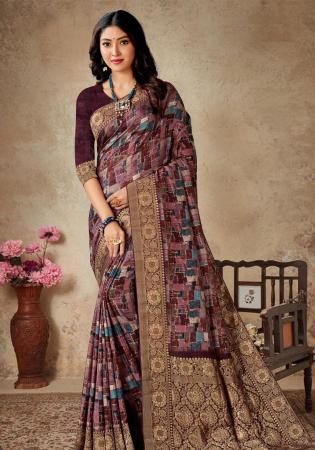 Picture of Exquisite Silk Dark Olive Green Saree