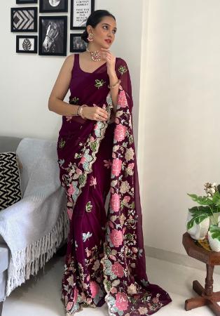 Picture of Sublime Georgette Maroon Saree