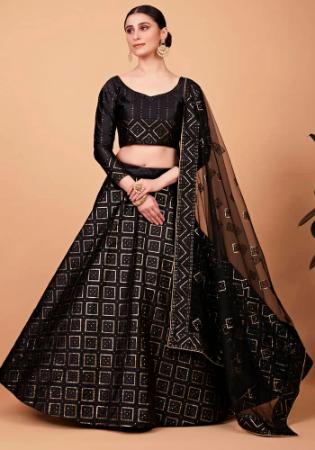 Picture of Wonderful Silk Black Lehenga Choli