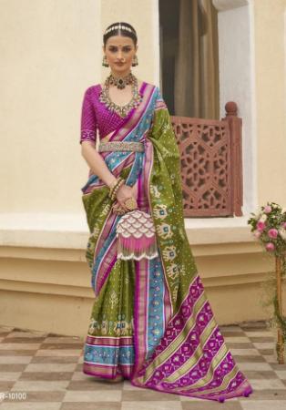 Picture of Magnificent Silk Olive Drab Saree