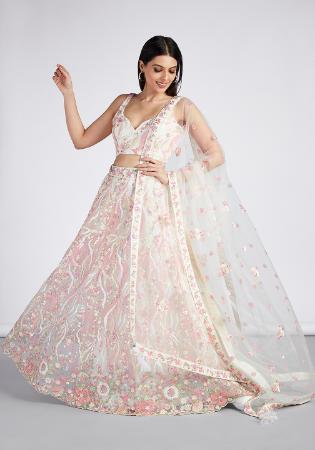 Picture of Magnificent Net & Organza Off White Lehenga Choli