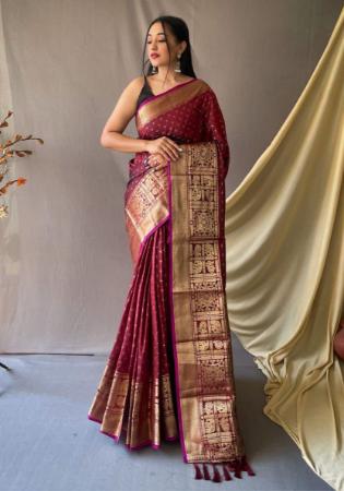 Picture of Pleasing Silk Maroon Saree