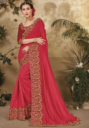 Picture of Alluring Silk Dark Red Saree