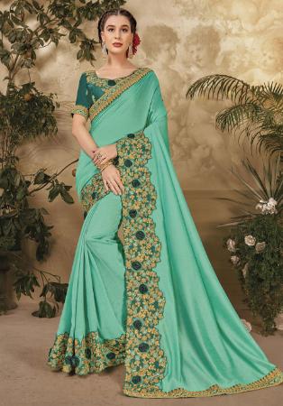 Picture of Classy Silk Dark Sea Green Saree