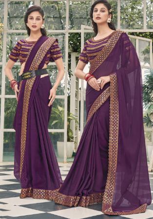 Picture of Superb Georgette Purple Saree