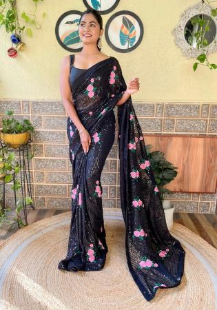 Picture of Beautiful Georgette Black Saree