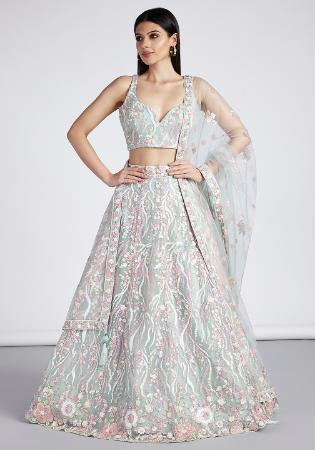 Picture of Enticing Net Dark Sea Green Lehenga Choli