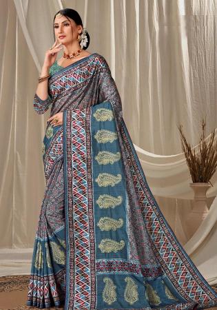 Picture of Ideal Silk Dark Slate Grey Saree