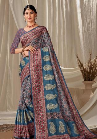 Picture of Resplendent Silk Dark Slate Grey Saree