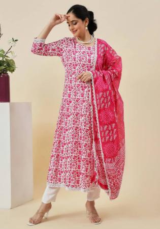 Picture of Cotton Pale Violet Red Readymade Salwar Kameez