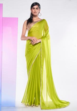 Picture of Sublime Georgette Yellow Green Saree