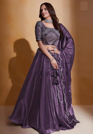 Picture of Ravishing Silk & Organza Purple Lehenga Choli