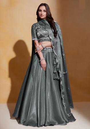 Picture of Silk & Organza Dark Slate Grey Lehenga Choli