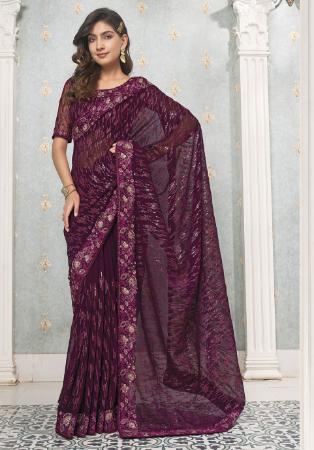 Picture of Sightly Georgette Dark Olive Green Saree