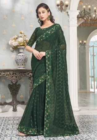 Picture of Delightful Georgette Sea Green Saree