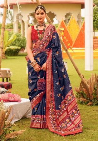 Picture of Amazing Silk Navy Blue Saree