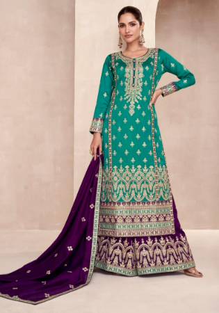 Picture of Graceful Silk Dark Cyan Readymade Salwar Kameez