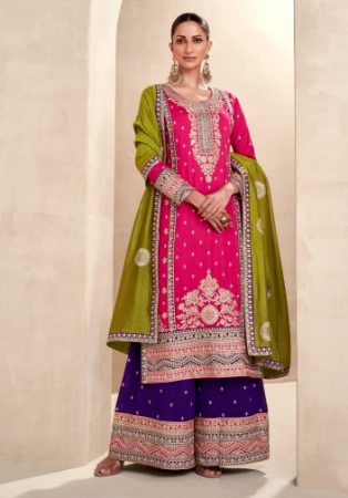 Picture of Gorgeous Silk Hot Pink Readymade Salwar Kameez