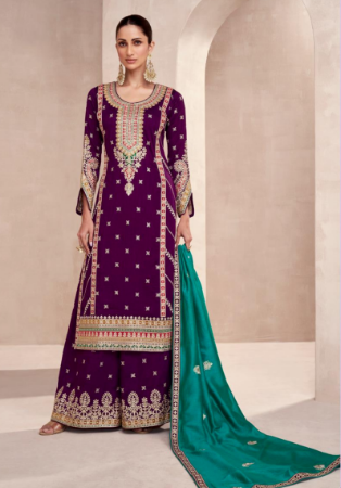 Picture of Good Looking Silk Purple Readymade Salwar Kameez