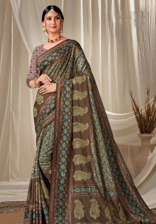 Picture of Admirable Silk Dark Olive Green Saree