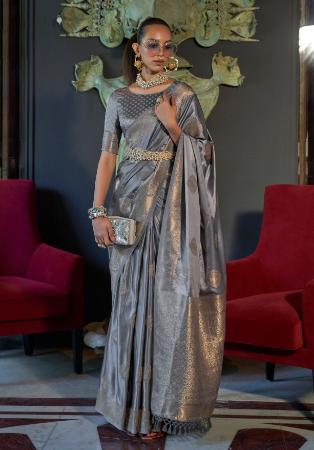 Picture of Delightful Satin Dim Gray Saree