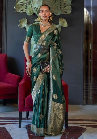 Picture of Graceful Satin Dark Green Saree