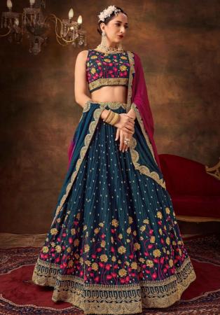 Picture of Georgette & Organza Midnight Blue Lehenga Choli