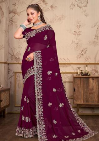 Picture of Elegant Georgette Maroon Saree