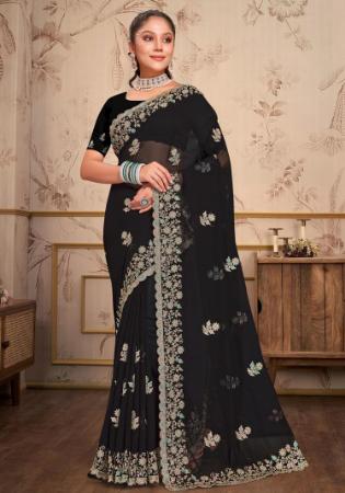 Picture of Magnificent Georgette Black Saree