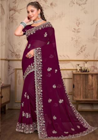 Picture of Amazing Georgette Maroon Saree