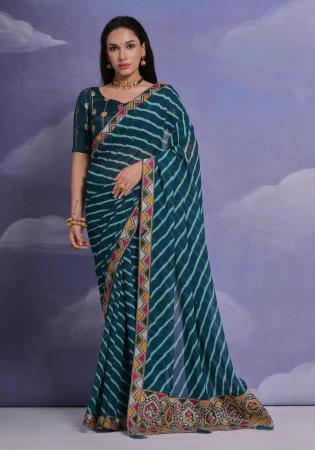 Picture of Fine Georgette Dark Slate Grey Saree