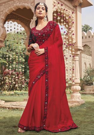 Picture of Splendid Georgette Fire Brick Saree