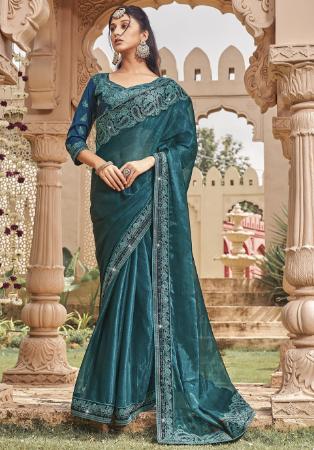 Picture of Delightful Georgette Dark Slate Grey Saree