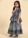 Picture of Delightful Cotton Steel Blue Kids Lehenga Choli