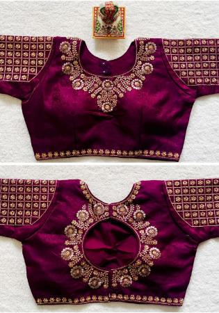 Picture of Wonderful Silk Dark Magenta Designer Blouse