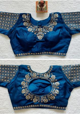 Picture of Ravishing Silk Midnight Blue Designer Blouse