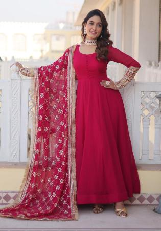 Picture of Beautiful Georgette Pink Readymade Gown