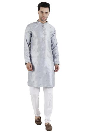 Picture of Graceful Silk Light Steel Blue Kurtas