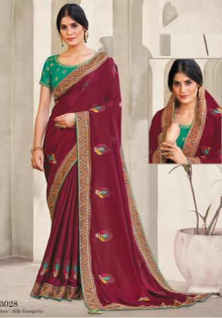 Picture of Taking Georgette & Silk Maroon Saree