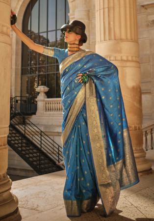 Picture of Stunning Silk Steel Blue Saree