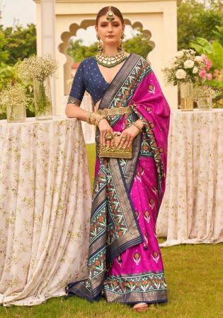 Picture of Magnificent Silk Medium Violet Red Saree