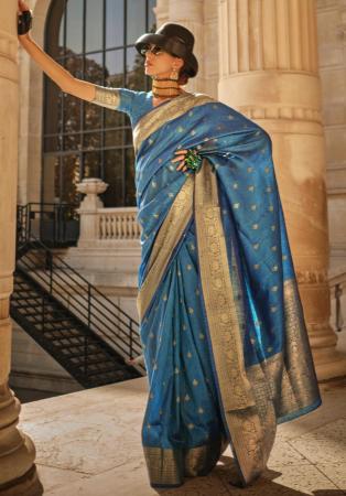 Picture of Exquisite Silk Steel Blue Saree