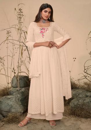 Picture of Georgette Floral White Readymade Salwar Kameez