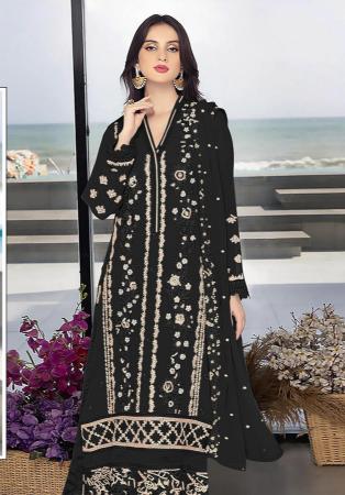 Picture of Good Looking Georgette Black Straight Cut Salwar Kameez