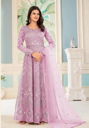 Picture of Lovely Net & Satin Thistle Anarkali Salwar Kameez