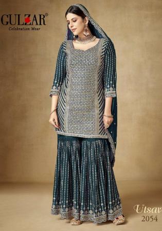 Picture of Chiffon Dark Slate Grey Straight Cut Salwar Kameez