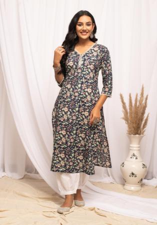 Picture of Beauteous Cotton Steel Blue Kurtis & Tunic