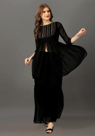 Picture of Well Formed Georgette Black Readymade Salwar Kameez